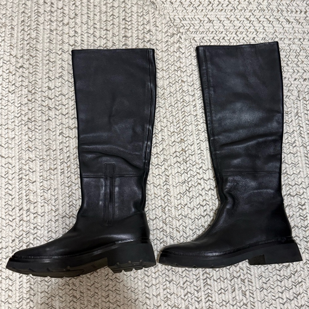 Vince Rune Leather Slouch Knee High Lug Sole Boots - Picture 10 of 15